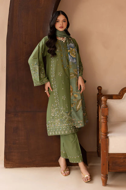 BATIK-3PC LAWN EMBROIDERED SHIRT WITH MONARK PRINT DUPATTA AND EMB TROUSER-W.J-1658