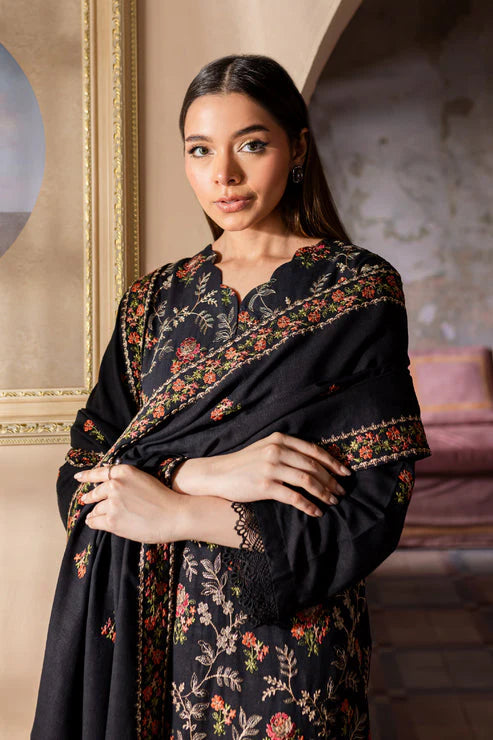 BAREEZE-3PC DHANAK EMBROIDERED SHIRT WITH DHANAK EMBROIDERED SHAWL & TROUSER-W.J-1904