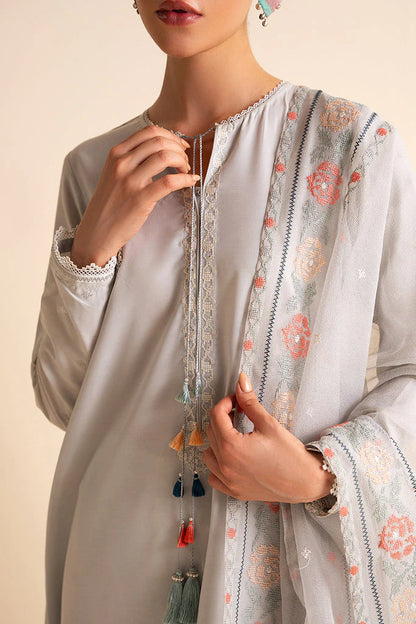 CROSS STITCH-3PC DHANAK EMBROIDERED SHIRT WITH ORGANZA EMBROIDRED DUPATTA AND TROUSER-W.J-1078