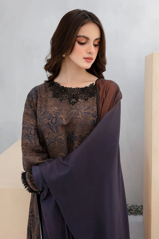 BAROQUE-3PC KHADDAR PRINTED EMB SHIRT WITH KHADDAR PRINT DUPATTA AND PRINT TROUSER-W.J-1911