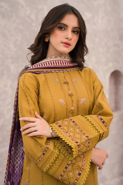 JAZMIN-3PC-LAWN EMBROIDERED SHIRT WITH MANNAR PRINT DUPATTA AND TROUSER-W.J-1544