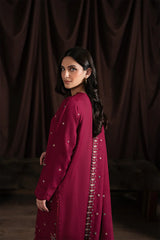 BATIK-3PC DHANAK EMBROIDERED SHIRT WITH DHANAK EMBROIDERED SHAWL AND TROUSER-W.J-4403