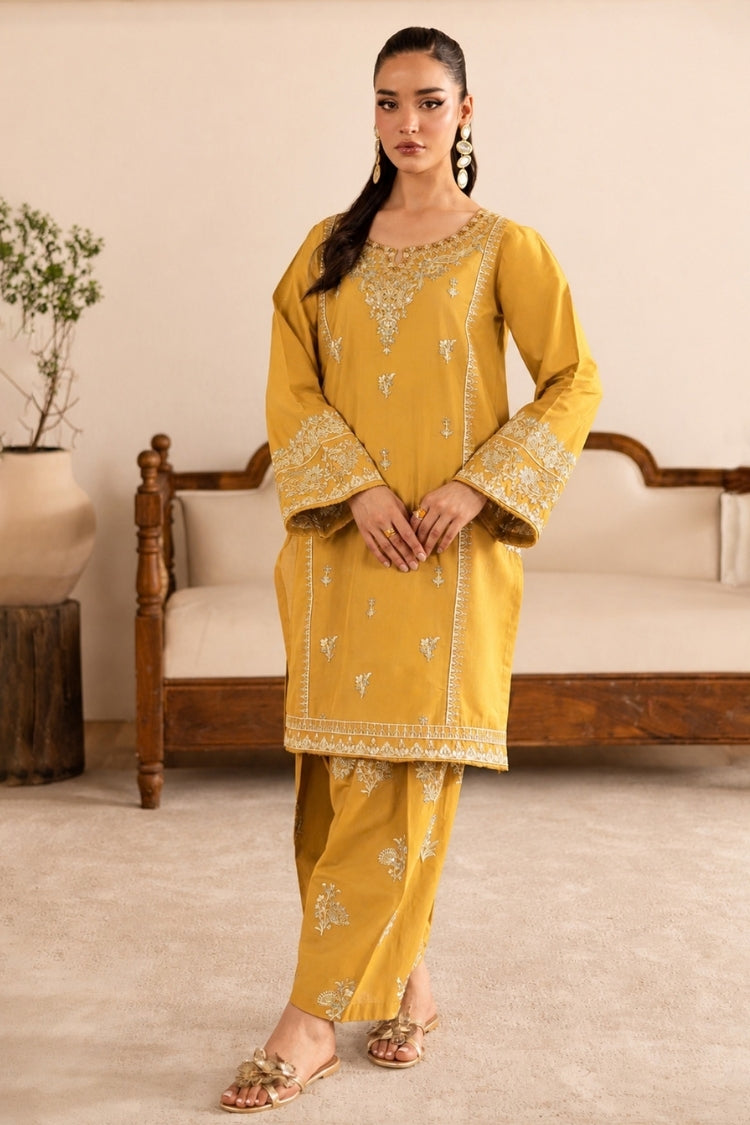 BATIK-2PIECE DHANAK EMBROIDERED SHIRT WITH DHANAK EMB TROUSER-WJ-15056