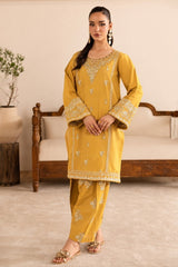 BATIK-2PIECE DHANAK EMBROIDERED SHIRT WITH DHANAK EMB TROUSER-WJ-15056