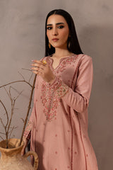 BATIK-2PIECE DHANAK EMBROIDERED SHIRT WITH DHANAK EMB TROUSER-WJ-15017