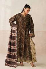 BAROQUE-3PC KHADDAR PRINTED SHIRT WITH KHADDAR PRINTED DUPATTA AND PRINT TROUSER-W.J-2663