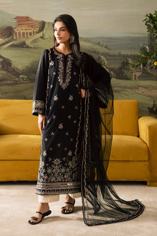 BATIK-3PC DHANAK EMBROIDERED SHIRT WITH CHIFFON EMBROIDERED DUPATTA AND TROUSER-W.J-1997