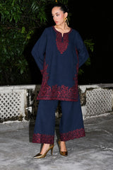 BATIK-2PIECE DHANAK EMBROIDERED SHIRT WITH DHANAK EMB TROUSER-WJ-15128