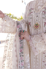 QALAMQAR-3PC LAWN EMBROIDERED SHIRT WITH CHIFFOON EMBROIDERED PRINT DUPATTA AND EMB TROUSER-W.J-4652