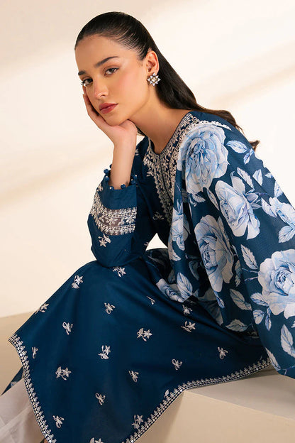 CROSS STITCH- 3PC DHANAK EMBROIDERED SHIRT WITH WOOL PRINT SHAWL AND TROUSER-W.J-1105