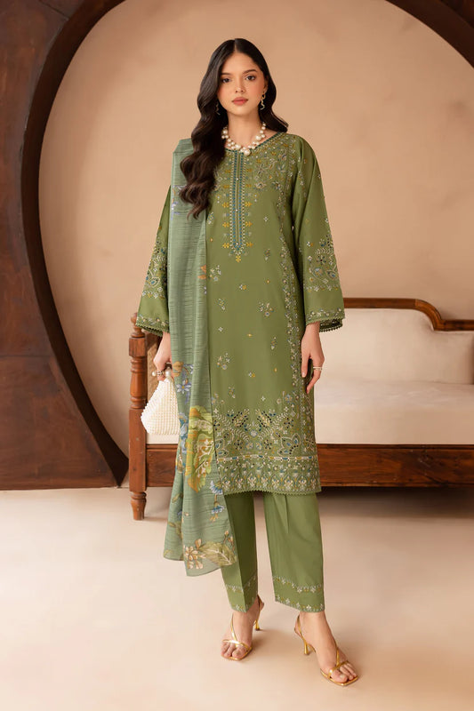 BATIK-3PC LAWN EMBROIDERED SHIRT WITH MONARK PRINT DUPATTA AND EMB TROUSER-W.J-1658