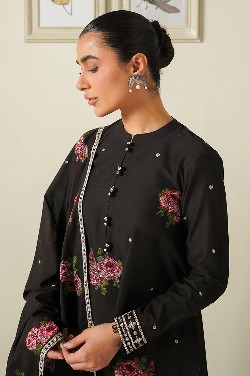 CROSS STITCH - 3PC LAWN EMBROIDERED SHIRT WITH CHIFFON EMBROIDERED DUPATTA AND TROUSER-W.J-1406