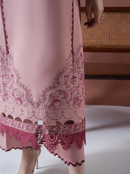 ASIM JOFA-3PC DHANAK EMBROIDERED SHIRT WITH DHANAK EMBROIDERED SHAWL & TROUSER-W.J-1804