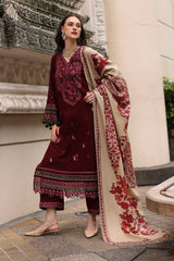 CHARIZMA-3PC DHANAK EMBROIDERED SHIRT WITH COUTRAI PRINTED SHAWL AND EMB TROUSER-W.J-5317
