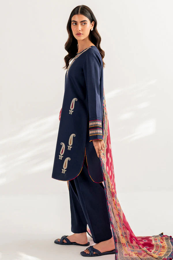 JAZMIN-3PC LAWN EMBROIDERED SHIRT WITH DIAMOND PRINT DUPATTA & TROUSER -W.J-1394