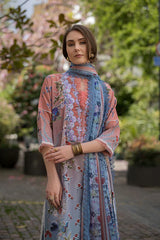 SOBIA NAZIR-3PC KARANDI PRINTED EMBROIDERED SHIRT WITH KARANDI PRINTED DUPATTA AND TROUSER-W.J-2565