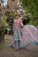 SOBIA NAZIR-3PC KARANDI PRINTED EMBROIDERED SHIRT WITH KARANDI PRINTED DUPATTA AND TROUSER-W.J-2565