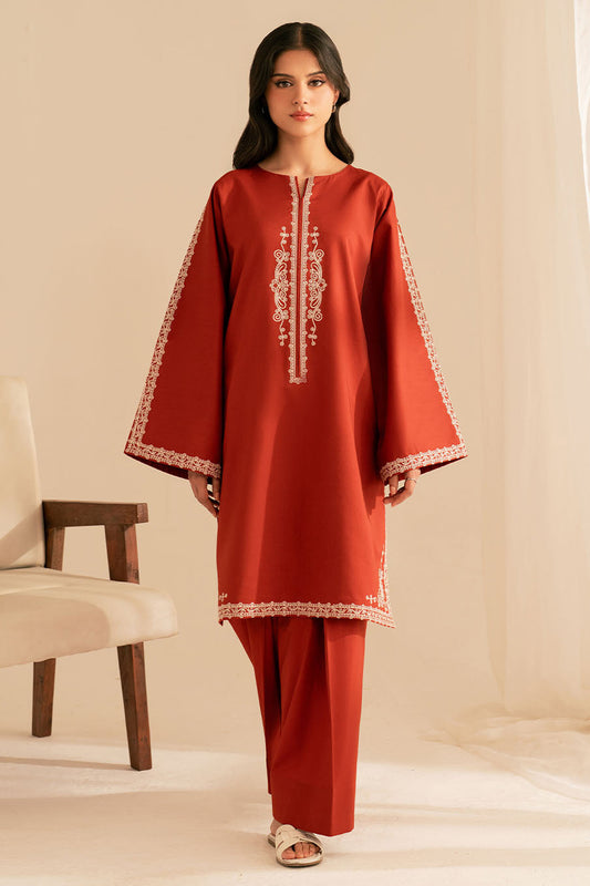 BATIK-2PC DHANAK EMBROIDRED SHIRT WITH DHANAK EMBROIDRED SLEEVES-WJ-1949