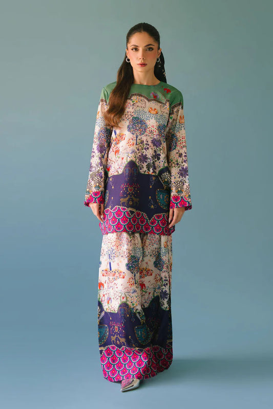 BRANDSINN-2PC SHAMOZE SILK PRINTED SHIRT & SHAMOZE SILK PRINTED TROUSER-W.J-1984