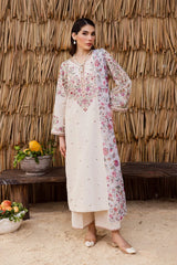 BATIK-3PC DHANAK EMBROIDERED SHIRT WITH WOOL PRINTED SHAWL AND EMB TROUSER -W.J-5040