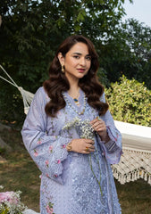 ELAF-3PC DHANAK EMBROIDERED SHIRT WITH DHANAK EMBROIDERED SHAWL AND TROUSER-W.J-5218