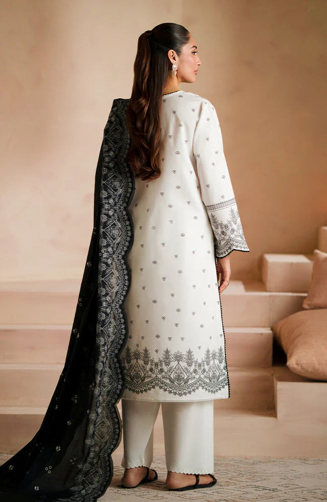 SERAN - 3PC DHANAK EMBROIDERED SHIRT WITH DHA COUTURE WOOL PRINT SHAWL AND TROUSER-W.J-1256