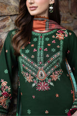 SAPPHIRE-3PC KHADDAR EMBROIDERED SHIRT WITH COURTRAI PRINTED SHAWL AND TROUSER-W.J-4419