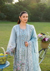 ELAF-3PC DHANAK EMBROIDERED SHIRT WITH DHANAK EMBROIDERED SHAWL AND TROUSER-W.J-5242