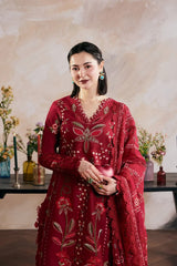 MARYAM HUSSAIN-3PC DHANAK EMBROIDERED SHIRT WITH DHANAK EMB SHAWL AND TROUSER-W.J-5168