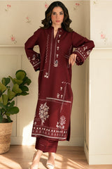 BATIK-2PIECE DHANAK EMBROIDERED SHIRT WITH DHANAK EMB TROUSER-WJ-15145
