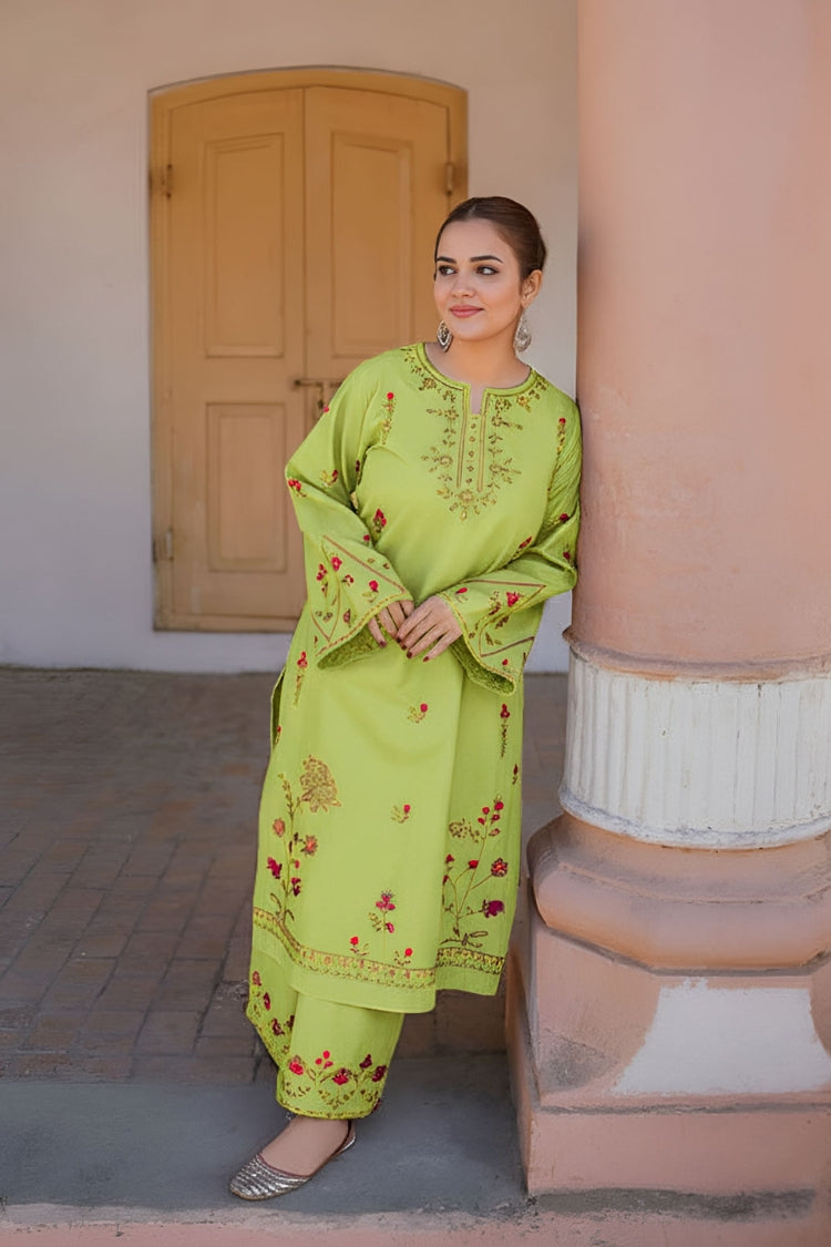 URGE-2PC LAWN  EMBROIDERED SHIRT WITH EMB TROUSER-W.J-24