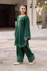 BATIK-2PIECE DHANAK EMBROIDERED SHIRT WITH DHANAK EMB TROUSER-WJ-15134