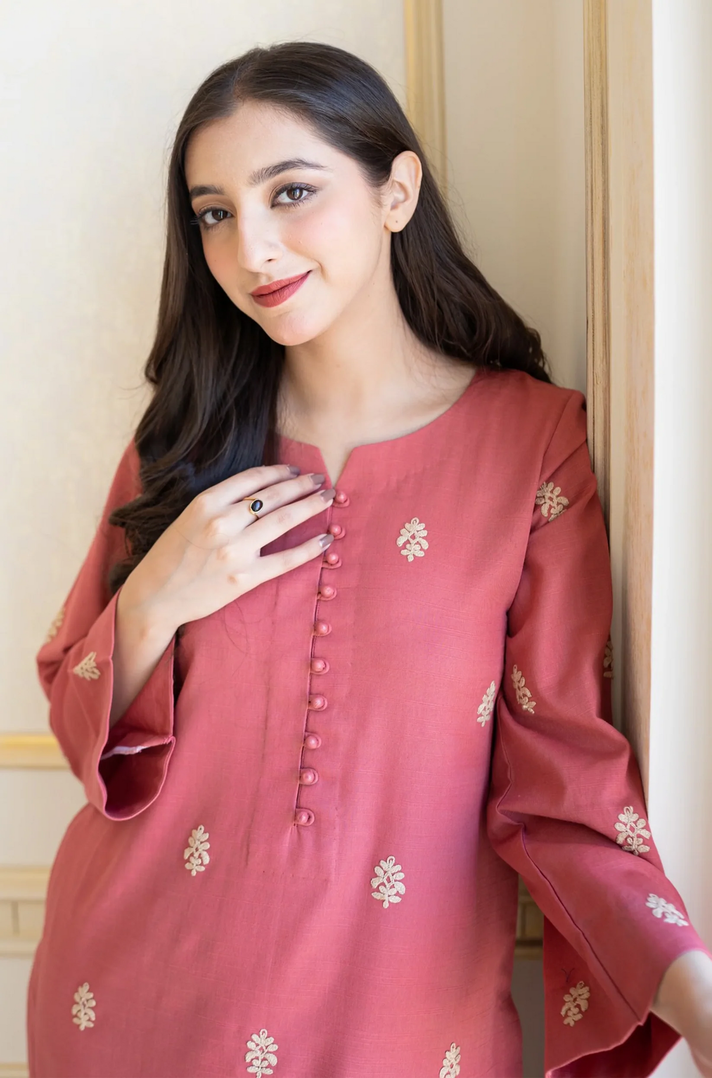 AISLING - 3PC DHANAK EMBROIDERED SHIRT WITH DHANAK SHAWL AND TROUSER-W.J-1201