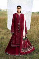 HUSSAIN REHAR-3PC KARANDI EMBROIDERED SHIRT WITH WOOL PRINTED SHAWL AND TROUSER-W.J-5215