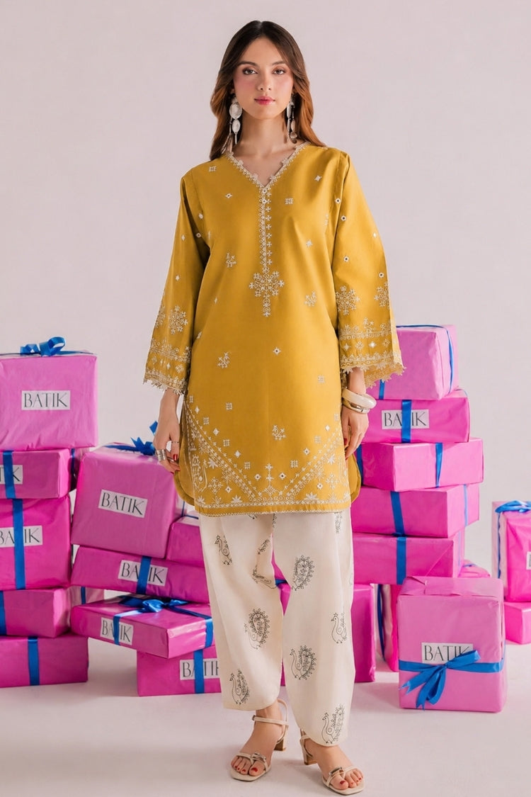 BATIK-2PIECE DHANAK EMBROIDERED SHIRT WITH DHANAK EMB TROUSER-WJ-15066