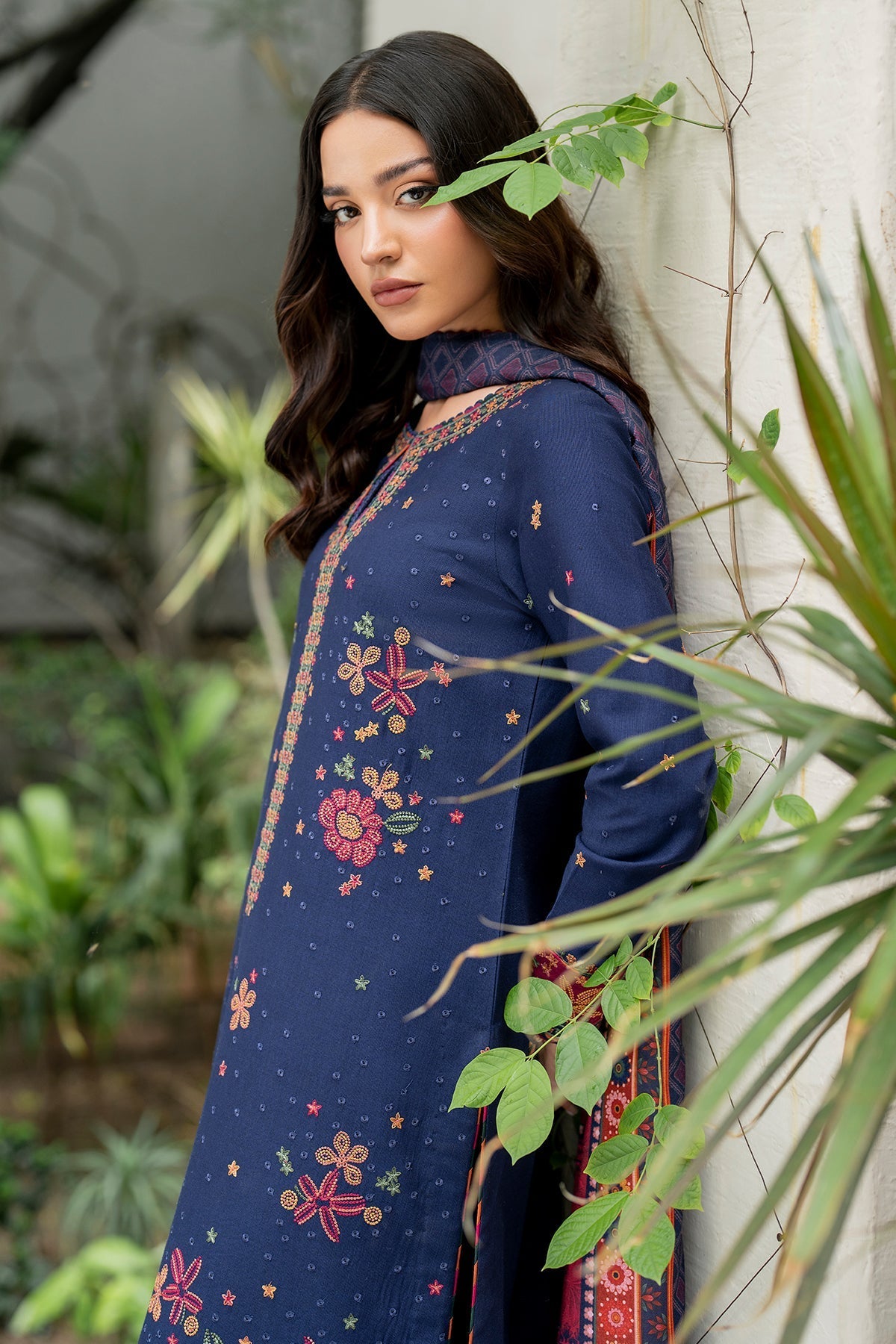 JAZMIN-3PC LAWN EMBROIDRED SHIRT WITH MONARK PRINT DUPATTA AND TROUSER-W.J-1514