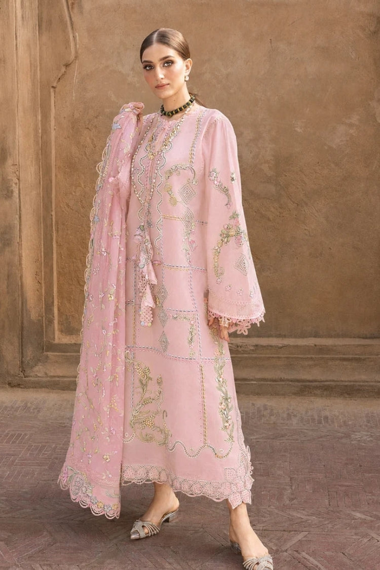 CRIMSON-3PC DHANAK EMBROIDERED SHIRT WITH COURTRAI WOOL PRINTED EMB SHAWL AND TROUSER-W.J-5190