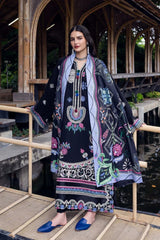 MUSHQ-3PC DHANAK EMBROIDERED SHIRT WITH COURTRAI WOOL PRINT SHAWL AND TROUSER-W.J-4415