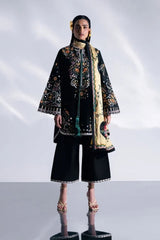 HUSSAIN REHAR-3PC DHANAK EMBROIDERED SHIRT WITH COUTRAI PRINTED SHAWL AND TROUSER-W.J-5237