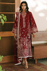 MAHNUR-3PIECE LAWN EMBROIDERED SHIRT WITH KHADDI NET EMB DUPATTA AND TROUSER-W.J-4700