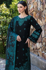 BATIK-3PC KHADDAR EMBROIDERED SHIRT WITH COURTRAI PRINTED SHAWL AND TROUSER-W.J-4391