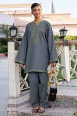 MANNAT-2PIECE DHANAK EMBROIDERED SHIRT WITH DHANAK TROUSER-WJ-15146