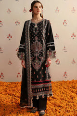 MAHNUR-3PC LAWN HEAVY EMBROIDERED SHIRT WITH CHIFFON EMB DUPATTA AND TROUSER -W.J-4690