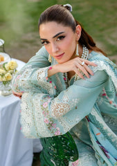 ELAF-3PC LAWN CHIKANKAARI EMBROIDERED SHIRT WITH CHIFFON PRINTED DUPATTA AND TROUSER-W.J-4757
