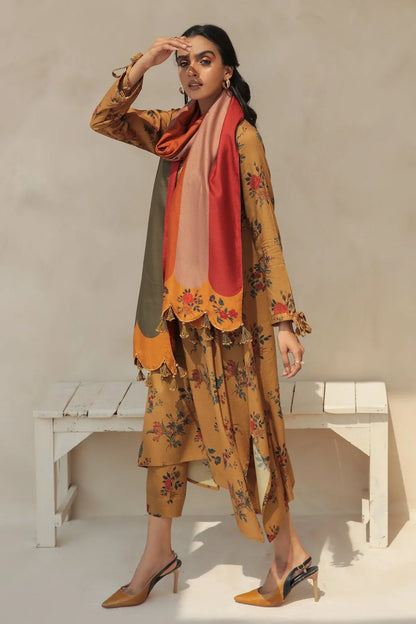 BAROQUE - 3PC KARANDI PRINTED SHIRT WITH KARANDI PRINTED DUAPTTA AND TROUSER-W.J-1280