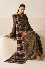 BAROQUE-3PC KHADDAR PRINTED SHIRT WITH KHADDAR PRINTED DUPATTA AND PRINT TROUSER-W.J-2663