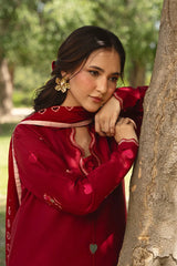 MANNAT-3PC DHANAK EMBROIDERED SHIRT WITH CHIFFON EMBROIDERED DUPATTA AND TROUSER-W.J-5248