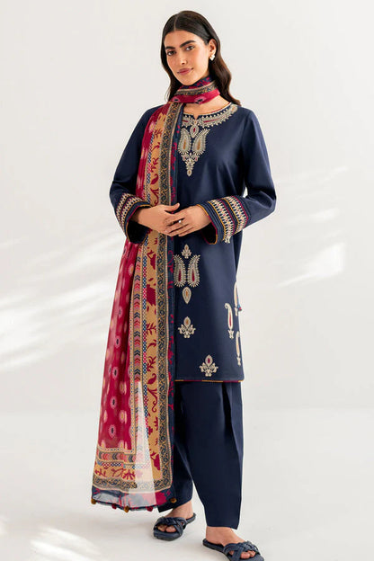 JAZMIN-3PC LAWN EMBROIDERED SHIRT WITH DIAMOND PRINT DUPATTA & TROUSER -W.J-1394