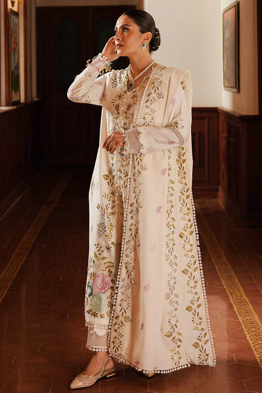 CROSS STITCHED-3PC DHANAK EMBROIDERED SHIRT WITH DHANAK EMBROIDERED SHAWL AND TROUSER -W.J-1789