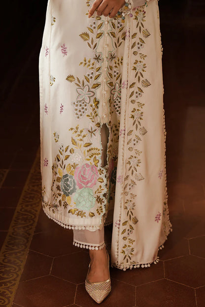 CROSS STITCHED-3PC DHANAK EMBROIDERED SHIRT WITH DHANAK EMBROIDERED SHAWL AND TROUSER -W.J-1789